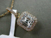 ESTATE .53CT ROUND & EMERALD DIAMOND 18KT ROSE GOLD 3D CLUSTER FLOATING PENDANT