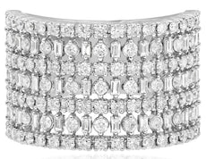 LARGE 1.45CT DIAMOND 14KT WHITE GOLD ROUND & BAGUETTE MULTI ROW ANNIVERSARY RING