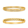 WIDE 1.13CT DIAMOND 14K YELLOW GOLD ROUND & BAGUETTE ETOILE CUFF BANGLE BRACELET