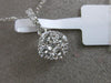 ESTATE .63CT DIAMOND 18K WHITE GOLD SQUARE CLUSTER FLOATING PENDANT CHAIN F/G VS