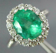 2.80CT DIAMOND & AAA EMERALD 18K WHITE GOLD 3D OVAL HALO CLASSIC ENGAGEMENT RING