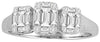 .50CT DIAMOND 18K WHITE GOLD ROUND & BAGUETTE PAST PRESENT FUTURE INVISIBLE RING