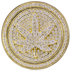 ESTATE LARGE 4.48CT DIAMOND 14KT YELLOW GOLD 3D CIRCULAR LEAF UNISEX FUN RING