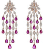 LARGE 11.57CT DIAMOND & AAA RUBY 18KT ROSE GOLD 3D PEAR SHAPE HANGING EARRINGS