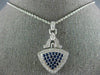 LARGE 1.58CT DIAMOND & AAA SAPPHIRE 14KT WHITE GOLD 3D TRIANGULAR PENDANT #2759