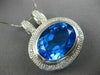 ESTATE EXTRA LARGE 45.25CT DIAMOND & BLUE TOPAZ 14K WHITE GOLD HALO OVAL PENDANT