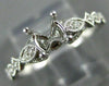 ESTATE .14CT DIAMOND 14KT WHITE GOLD 3D FLOWER LEAF SEMI MOUNT ENGAGEMENT RING