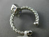 ESTATE .16CT DIAMOND & EVIL EYE 14KT WHITE GOLD 3D LUCKY FLEXIBLE WOVEN FUN RING