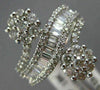 ESTATE LARGE 2.55CT ROUND & BAGUETTE DIAMOND 18KT WHITE GOLD DOUBLE FLOWER RING