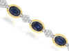 LARGE 11.33CT DIAMOND & AAA SAPPHIRE 14KT 2 TONE GOLD 3D OVAL & ROUND BRACELET