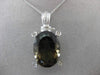 ANTIQUE LARGE 16.45CT DIAMOND & AAA SMOKY TOPAZ 18KT WHITE GOLD 3D OVAL PENDANT