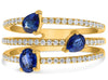 WIDE 1.20CT DIAMOND & AAA SAPPHIRE 14KT YELLOW GOLD MULTI SHAPE 3 ROW FUN RING