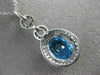 ESTATE 3.10CT DIAMOND & AAA BLUE TOPAZ 14K WHITE GOLD OVAL HALO FLOATING PENDANT
