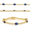 4.0CT DIAMOND AAA SAPPHIRE 14K YELLOW GOLD OVAL & ROUND ETERNITY TENNIS BRACELET