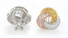2.16CT FANCY YELLOW PINK & WHITE DIAMOND 18KT TRI COLOR GOLD 3D TRINITY EARRINGS