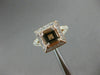 ESTATE WIDE 1.62CT MULTI GEM 14KT ROSE GOLD ROUND & SQUARE HALO ENGAGEMENT RING