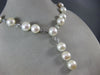 ESTATE LARGE .26CT DIAMOND & AAA PEARL 14KT WHITE GOLD 3D OVAL LARIAT NECKLACE