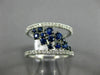 ESTATE WIDE .98CT DIAMOND & AAA SAPPHIRE 14K WHITE GOLD CLUSTER ANNIVERSARY RING