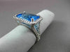 ESTATE 11.42CTW DIAMOND & AAA EMERALD CUT BLUE TOPAZ 14KT WHITE GOLD HALO RING