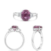 LARGE 3.18CT DIAMOND & AAA PINK SAPPHIRE PLATINUM OVAL 3 STONE ENGAGEMENT RING