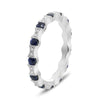 ESTATE .80CT DIAMOND & AAA SAPPHIRE 14KT WHITE GOLD 3D BAMBOO ETERNITY LOVE RING