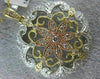ESTATE LARGE 1.15CT DIAMOND 14KT TRI COLOR GOLD FILIGREE MILGRAIN FLOWER PENDANT