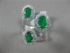 ESTATE 2.93CT DIAMOND & AAA EMERALD 14KT WHITE GOLD 3D OVAL 3 STONE TENSION RING