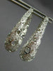 ESTATE LARGE & WIDE .50CT DIAMOND 14KT WHITE GOLD FILIGREE HOOP HANGING EARRINGS
