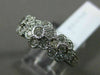 ESTATE .75CT DIAMOND 14KT WHITE GOLD 3 STONE FLOWER FILIGREE MILGRAIN LOVE RING
