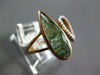 .09CT DIAMOND & AAA GREEN QUARTZ 14KT ROSE GOLD 3D PEAR SHAPE CRISS CROSS RING