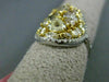 ESTATE LARGE 4.13CT WHITE & FANCY YELLOW DIAMOND 18KT GOLD 3D OVAL CLUSTER RING