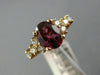 ESTATE 1.75CT DIAMOND & AAA RHODOLITE 14KT ROSE GOLD 3D OVAL ENGAGEMENT RING