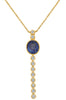 2.97CT DIAMOND & AAA SAPPHIRE 14K YELLOW GOLD OVAL BEZEL SOLITAIRE LOVE NECKLACE