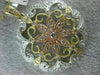 ESTATE LARGE 1.15CT DIAMOND 14KT TRI COLOR GOLD FILIGREE MILGRAIN FLOWER PENDANT
