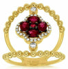 ESTATE WIDE 1.12CT DIAMOND & AAA RUBY 14K YELLOW GOLD 3D BEADED FLOWER LOVE RING