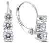 1.0CT DIAMOND 14KT WHITE GOLD CLASSIC 3 STONE JOURNEY LEVERBACK HANGING EARRINGS