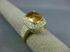 EXTRA LARGE 3.40CT DIAMOND & AAA CITRINE 14KT 2 TONE GOLD CUSHION FILIGREE RING