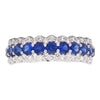 ESTATE 1.81CT DIAMOND & AAA SAPPHIRE 18KT WHITE GOLD MULTI ROW ANNIVERSARY RING