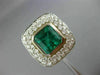 LARGE 6.50CT DIAMOND & COLOMBIAN EMERALD 18KT WHITE GOLD SQUARE ENGAGEMENT RING
