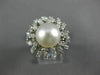 ANTIQUE LARGE 1.25CT DIAMOND & AAA SOUTH SEA PEARL 14KT WHITE GOLD 3D RING #848