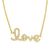 ESTATE .22CT DIAMOND 18KT YELLOW GOLD 3D ROUND CLASSIC SCRIPT LOVE NECKLACE