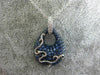 ESTATE 2.51CT DIAMOND & SAPPHIRE 18KT WHITE & BLACK GOLD TEAR DROP SWIRL PENDANT