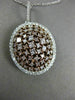 ESTATE LARGE 1.89CT WHITE & PINK DIAMOND 18K 2 TONE GOLD 3D CLUSTER OVAL PENDANT