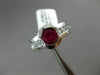 ESTATE WIDE 1.64CT DIAMOND & RUBY PLATINUM SEMI BEZEL SOLITAIRE ENGAGEMENT RING