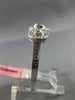 ESTATE .92CT DIAMOND 18KT WHITE GOLD 3 STONE PAST PRESENT FUTURE HALO BEZEL RING