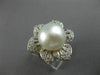 ESTATE EXTRA LARGE 1.40CT DIAMOND & SOUTH SEA PEARL18K WHITE GOLD 3D FLOWER RING