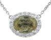 1.67CT DIAMOND AAA GREEN-YELLOW SAPPHIRE 14KT WHITE GOLD OVAL SOLITAIRE NECKLACE