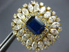 ANTIQUE EXTRA LARGE 15.16CT DIAMOND & SAPPHIRE 18KT YELLOW GOLD CLIP ON EARRINGS