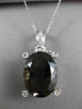 ANTIQUE LARGE 16.45CT DIAMOND & AAA SMOKY TOPAZ 18KT WHITE GOLD 3D OVAL PENDANT