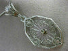 ANTIQUE LARGE WHITE QUARTZ 14KT WHITE GOLD 3D VICTORIAN FILIGREE PENDANT #19784